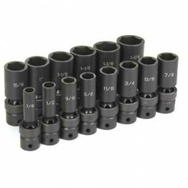 Cool Kitchen 50 in. Drive Deep Length Fractional Universal Socket Set - 14 Pieces CO68364